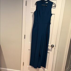 Eliza J Deep Teal Sleeveless V-Neck Wide-Leg Jumpsuit